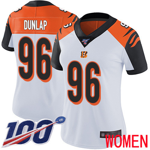 Cincinnati Bengals Limited White Women Carlos Dunlap Road Jersey NFL Footballl 96 100th Season Vapor Untouchable